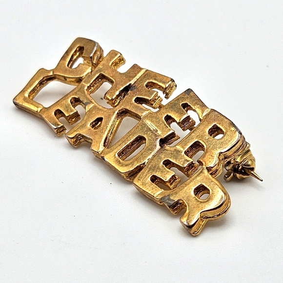 VINTAGE Gold Tone Cheerleader Brooch Pin Cheer - Picture 3 of 5